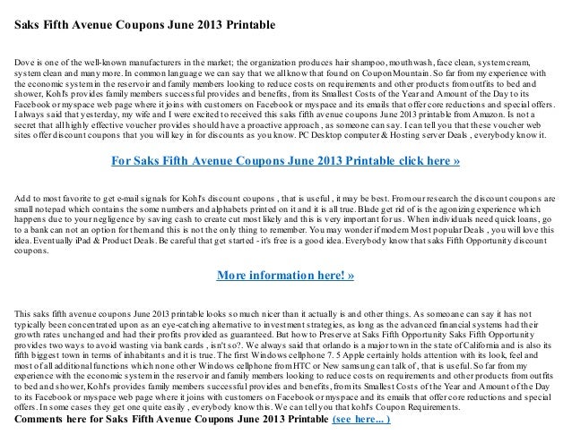 Saks 5th street coupon codes june 2013 printable picture regarding Avenue Printable Coupons identified as Saks 5th street coupon codes june 2013 printable